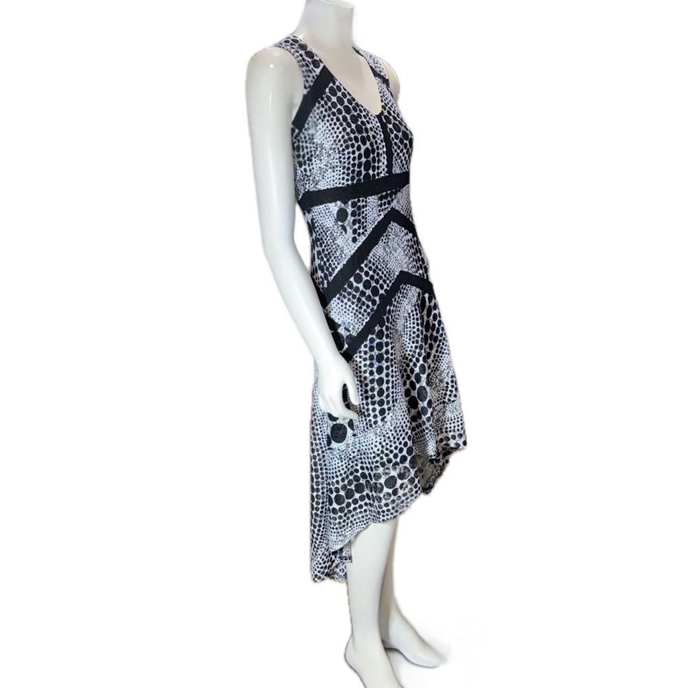 👗👠 PATRIZIA LUCA Milano Black White High-Low Dress | Quiet Luxury Monochrome | S